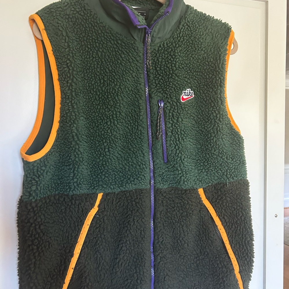 Men’s Nike Green and Orange Fleece Vest